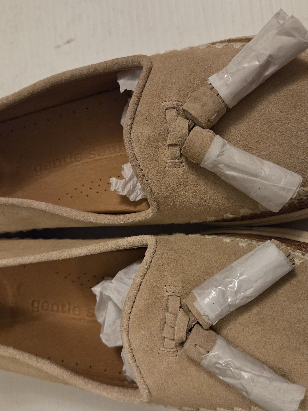 Gentle Souls Women's Suede Tassel Loafers in Beige